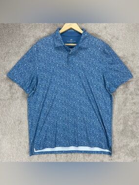 Southern Tide Polo Shirt Men’s XL Blue Sports Tailgate Print Golf Performance